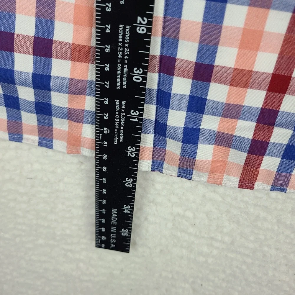 Banana Republic Shirt Mens Large Blue Red Check Non Iron Standard Fit Button‎ Up